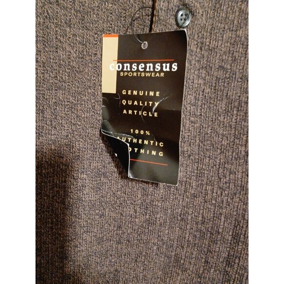 Vintage NWT Consensus XLT Mens Long sleeve Pullover Sweater Henley Walnut-Marl - Picture 2 of 5